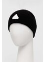 Vlnená čiapka adidas čierna farba, z tenkej pleteniny, IB2648