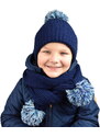 Detský komplet čiapka s brmbolcom a šál modrá
