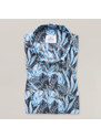 Willsoor Moderná pánska klasická košeľa modrej farby s potlačou lístia 15335