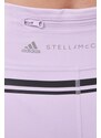 Bežecké šortky adidas by Stella McCartney TruePace fialová farba, s potlačou, vysoký pás