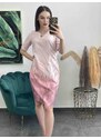 PrestigeShop Krátke ombre šaty s krátkymi rukávmi - ružové