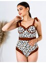 Webmoda Dámske exkluzívne celé leopardie plavky s pareom