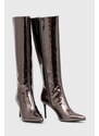 Vysoké čižmy Steve Madden Lovable dámske, strieborná farba, na vysokom podpätku, SM11002618