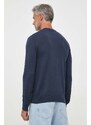 Vlnený sveter Armani Exchange pánsky, tmavomodrá farba, tenký