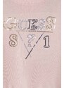 Detský bavlnený sveter Guess ružová farba, tenký