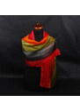 Pranita Hodvábny maľovaný šál s khaki a tmavočervenou farbou