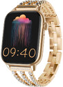 Smart hodinky Madvell Pulsar s volaním cez bluetooth a EKG púdrovo zlaté s púdrovým zlatým kovovým remienkom Zira
