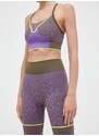 Tréningové šortky adidas by Stella McCartney fialová farba, vzorované, vysoký pás
