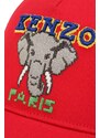 Detská bavlnená šiltovka Kenzo Kids červená farba, s nášivkou