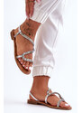 Seastar Blue Klasické strieborné dámske sandále s módnym zdobením