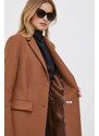 Vlnený kabát Tommy Hilfiger hnedá farba,prechodný,WW0WW39753