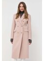 Vlnený kabát Pinko béžová farba, prechodný, dvojradový