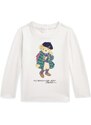 Detské bavlnené tričko s dlhým rukávom Polo Ralph Lauren biela farba, s potlačou
