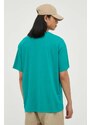 Bavlnené tričko Levi's zelená farba, jednofarebný