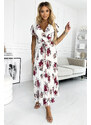 NUMOCO Plisované kvetované midi šaty s výstrihom a volánikmi MEDIE 434-8