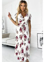 NUMOCO Plisované kvetované midi šaty s výstrihom a volánikmi MEDIE 434-8