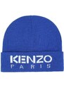Detská čiapka s prímesou vlny Kenzo Kids tmavomodrá farba biela, z tenkej pleteniny