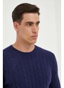 Kašmírový sveter Polo Ralph Lauren pánsky, tmavomodrá farba