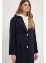 Vlnený kabát Armani Exchange tmavomodrá farba, prechodný
