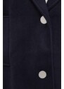Vlnený kabát Armani Exchange tmavomodrá farba, prechodný