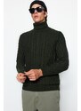 Trendyol Khaki Men's Slim Fit Turtleneck Hair Knit Knitwear Sweater