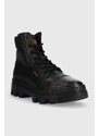 Členkové topánky G-Star Raw NOXER HGH LEA NYL dámske, čierna farba, na plochom podpätku, 2241020817.BLK