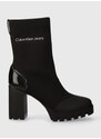 Členkové topánky Calvin Klein Jeans PLATFORM KNIT SOCK KNIT WN dámske, čierna farba, na podpätku, YW0YW01196