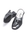 Klasické sandály na nízkém klínku Obuv Zóna AGB 4X/1154 Black černá