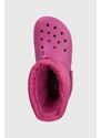 Detské snehule Crocs Classic Lined Neo Puff ružová farba