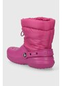 Detské snehule Crocs Classic Lined Neo Puff ružová farba