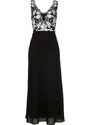 bonprix Šifónové šaty s flitrovanou výšivkou, farba čierna, rozm. 42