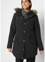 bonprix Parka bunda s mäkkou umelou kožušinkou na kapucni, farba čierna