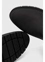 Vysoké čižmy Tommy Hilfiger ESSENTIAL TOMMY RAINBOOT dámske, čierna farba, na plochom podpätku, FW0FW07666
