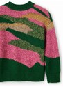 Detský sveter s prímesou vlny Desigual ružová farba