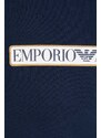 Bavlnená mikina Emporio Armani Underwear tmavomodrá farba, s kapucňou, s potlačou