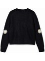 Detský sveter s prímesou vlny Desigual čierna farba