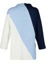 Trendyol Navy Blue Color Block Stojaci golier Pletený sveter