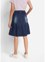 bonprix Džínsová sukňa so záhybmi a pohodlným pásom, A strih, farba modrá