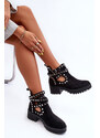Basic Čierne semišové dámske otvorené členkové topánky s prackou a cvokmi