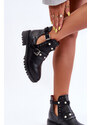 Basic Čierne dámske otvorené členkové topánky s prackami a cvokmi