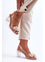 S. Barski Béžové dámske priesvitné sandále s farebnými korálkami
