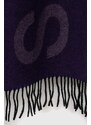 Vlnený šál Samsoe Samsoe fialová farba, vzorovaný