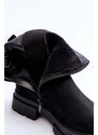 Basic Klasické čierne zateplené členkové topánky v eko semišovej koži