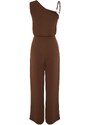 Trendyol Brown Single Shoulder Maxi Woven Jumpsuit