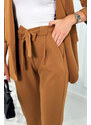 K-Fashion Elegantné sako s nohavicami zaviazanými vpredu Ťava