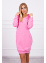 K-Fashion Šaty s kapucňou vo svetlo ružovej farbe