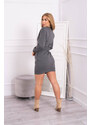 K-Fashion Zateplené šaty s ozdobným pásikom grafitové