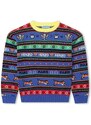 Detský sveter s prímesou vlny Kenzo Kids tmavomodrá farba