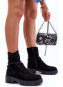 Basic Čierne semišové dámske topánky s viazaním okolo členku
