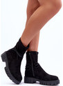 Basic Čierne semišové dámske topánky s viazaním okolo členku